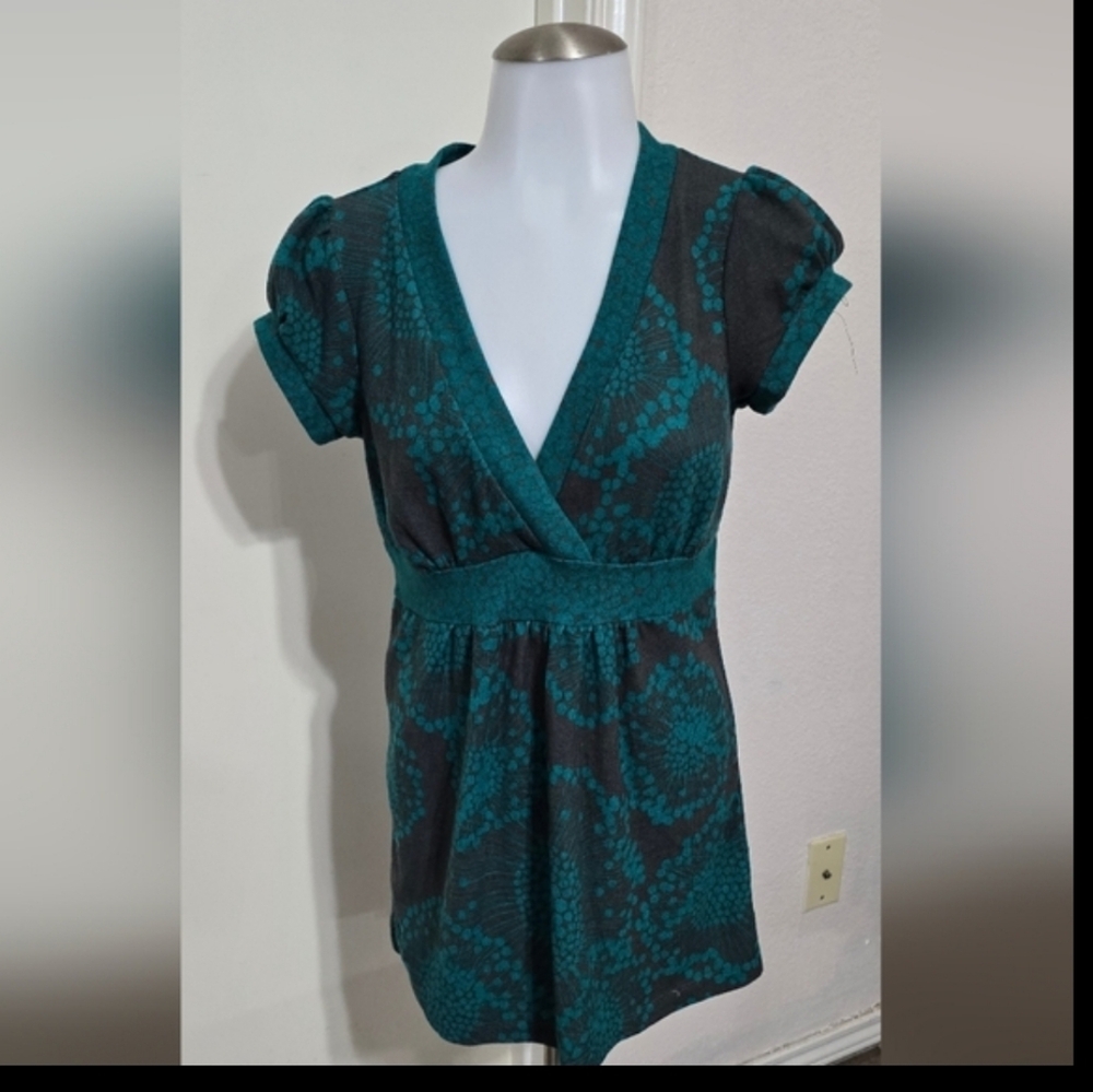 #977 Marshalls Teal and Gray Top